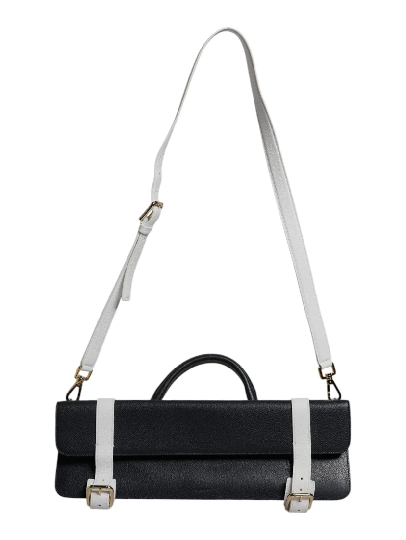 Blue White Calfskin Leather Crossbody Shoulder Bag