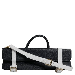 Blue White Calfskin Leather Crossbody Shoulder Bag