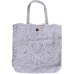 White Cordonetto Lace Beatrice Tote Shopping Bag