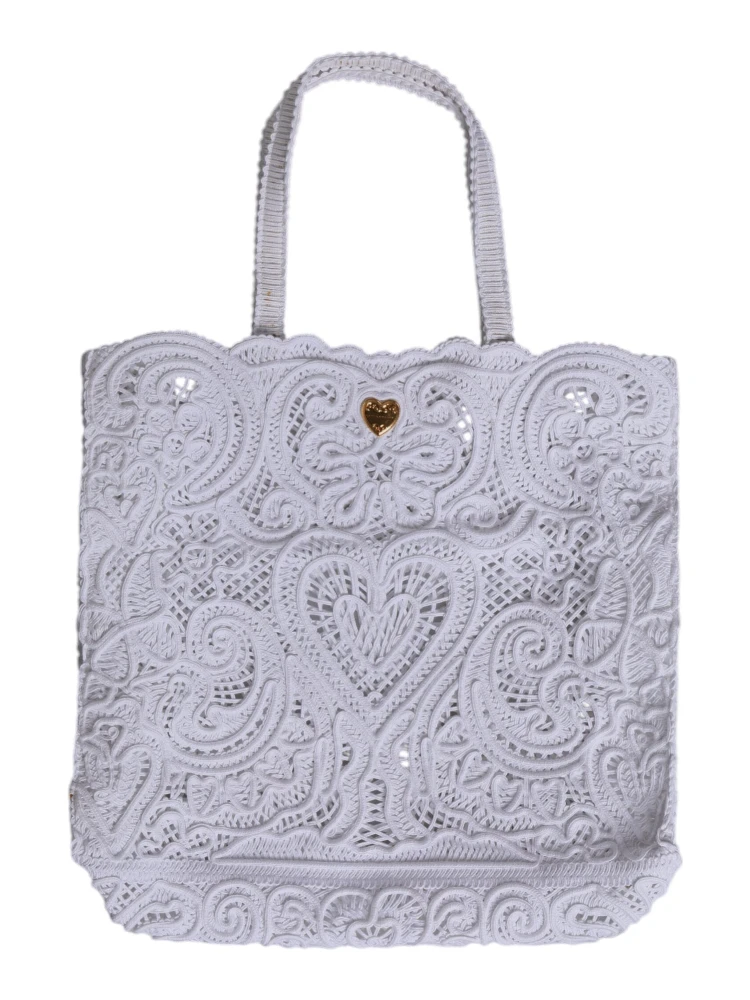 White Cordonetto Lace Beatrice Tote Shopping Bag alternative
