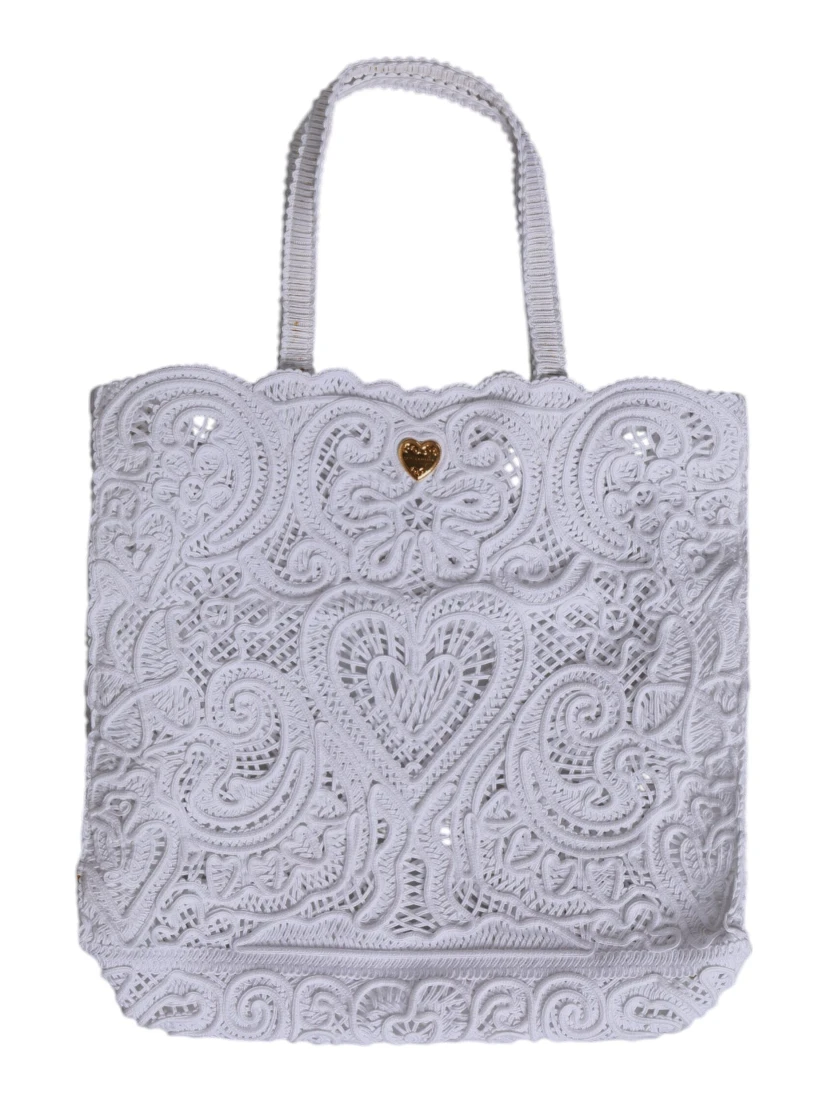 White Cordonetto Lace Beatrice Tote Shopping Bag