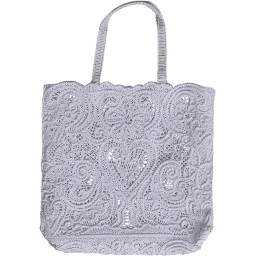 White Cordonetto Lace Beatrice Tote Shopping Bag