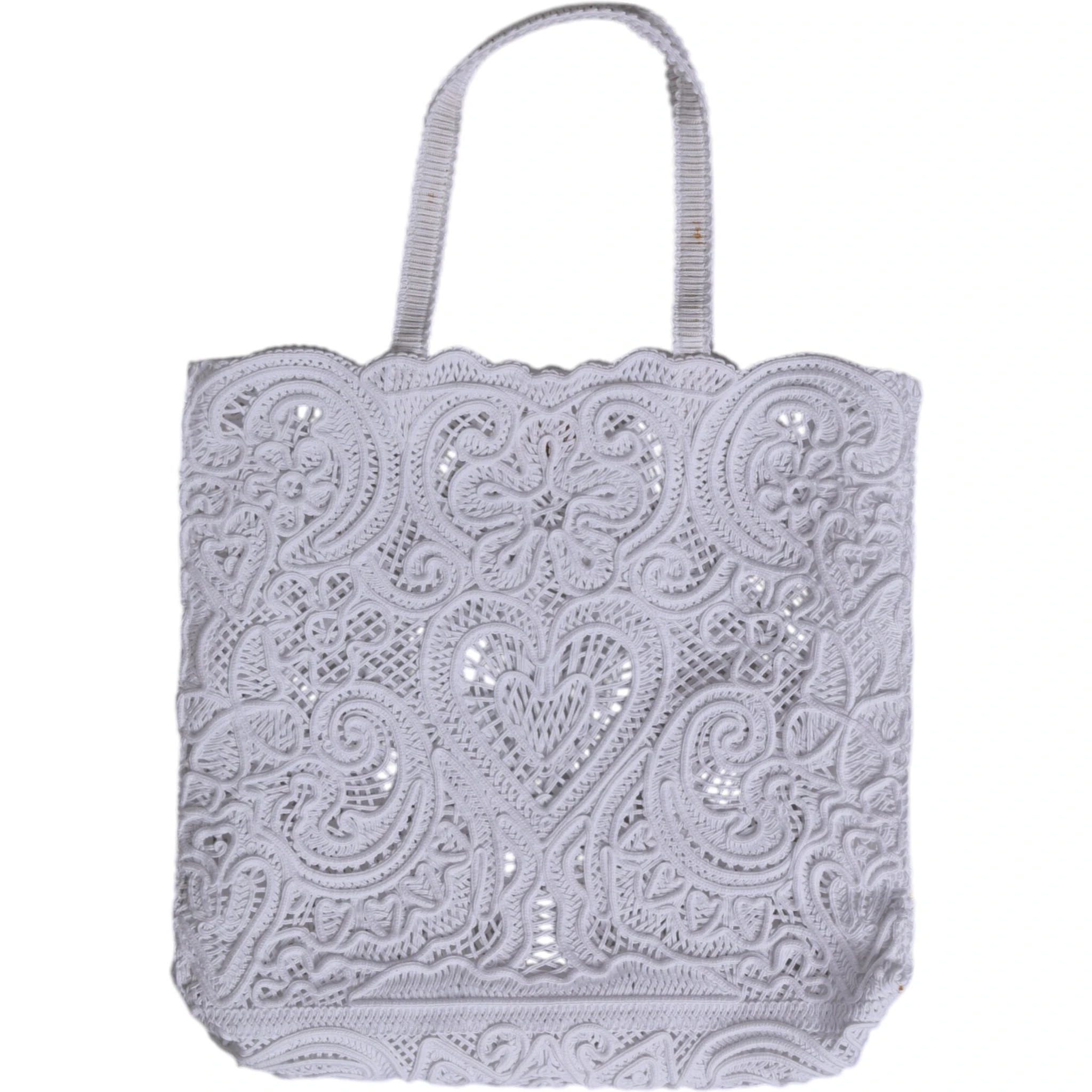 White Cordonetto Lace Beatrice Tote Shopping Bag