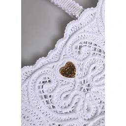 White Cordonetto Lace Beatrice Tote Shopping Bag