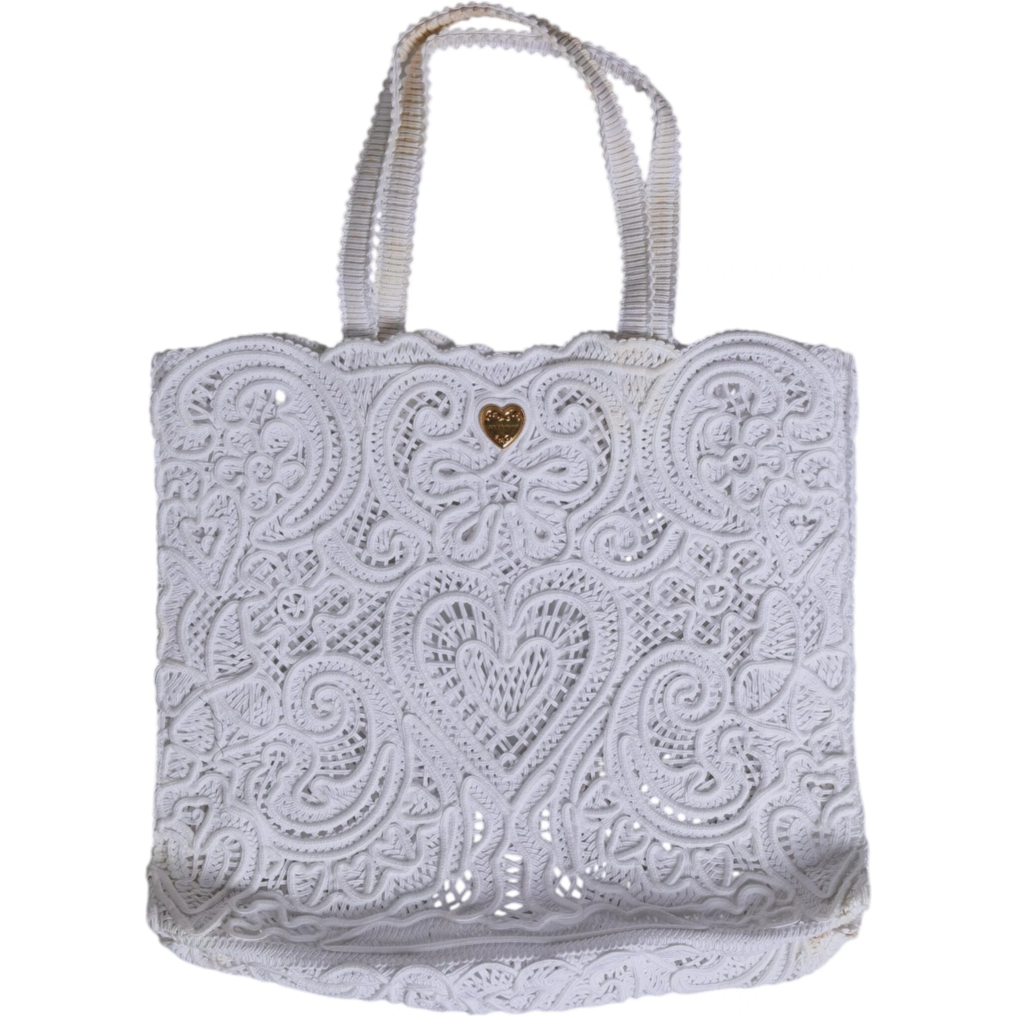 White Cordonetto Lace Beatrice Tote Shopping Bag