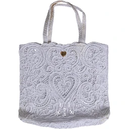 White Cordonetto Lace Beatrice Tote Shopping Bag