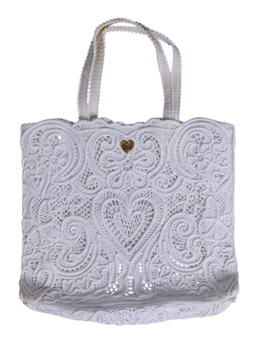 White Cordonetto Lace Beatrice Tote Shopping Bag