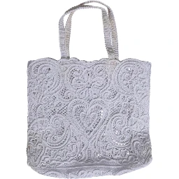 White Cordonetto Lace Beatrice Tote Shopping Bag