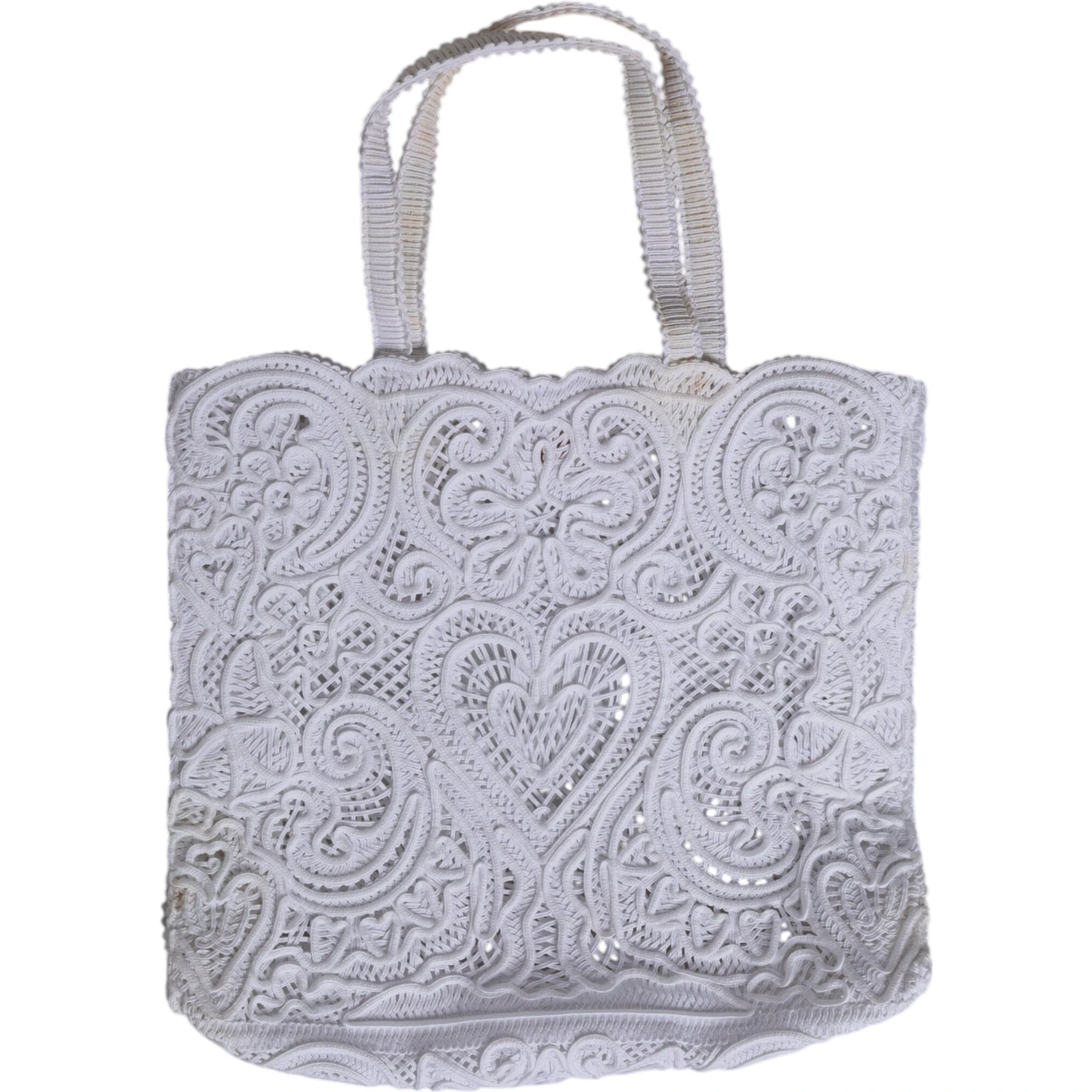 White Cordonetto Lace Beatrice Tote Shopping Bag