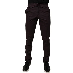 Brown Pure Cotton Slim Fit Men Dress Pants