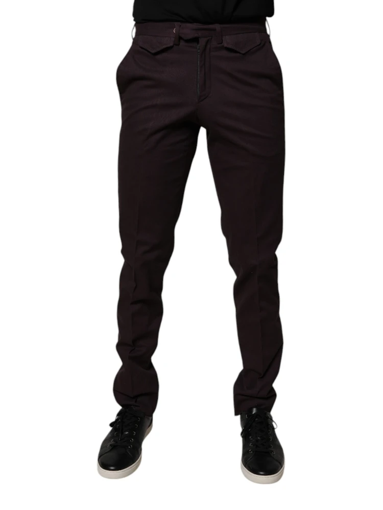 Brown Pure Cotton Slim Fit Men Dress Pants