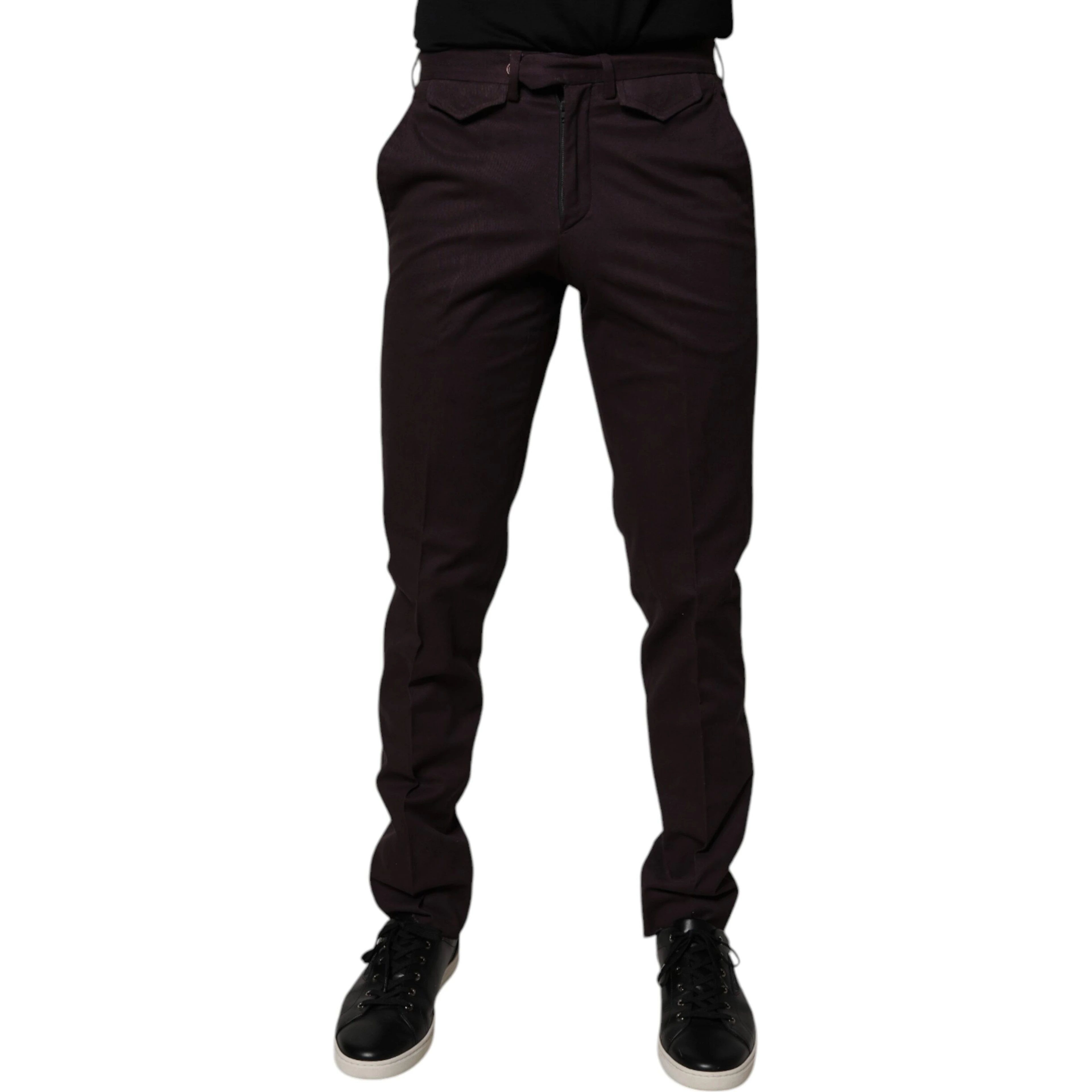 Brown Pure Cotton Slim Fit Men Dress Pants