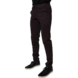 Brown Pure Cotton Slim Fit Men Dress Pants