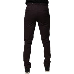 Brown Pure Cotton Slim Fit Men Dress Pants