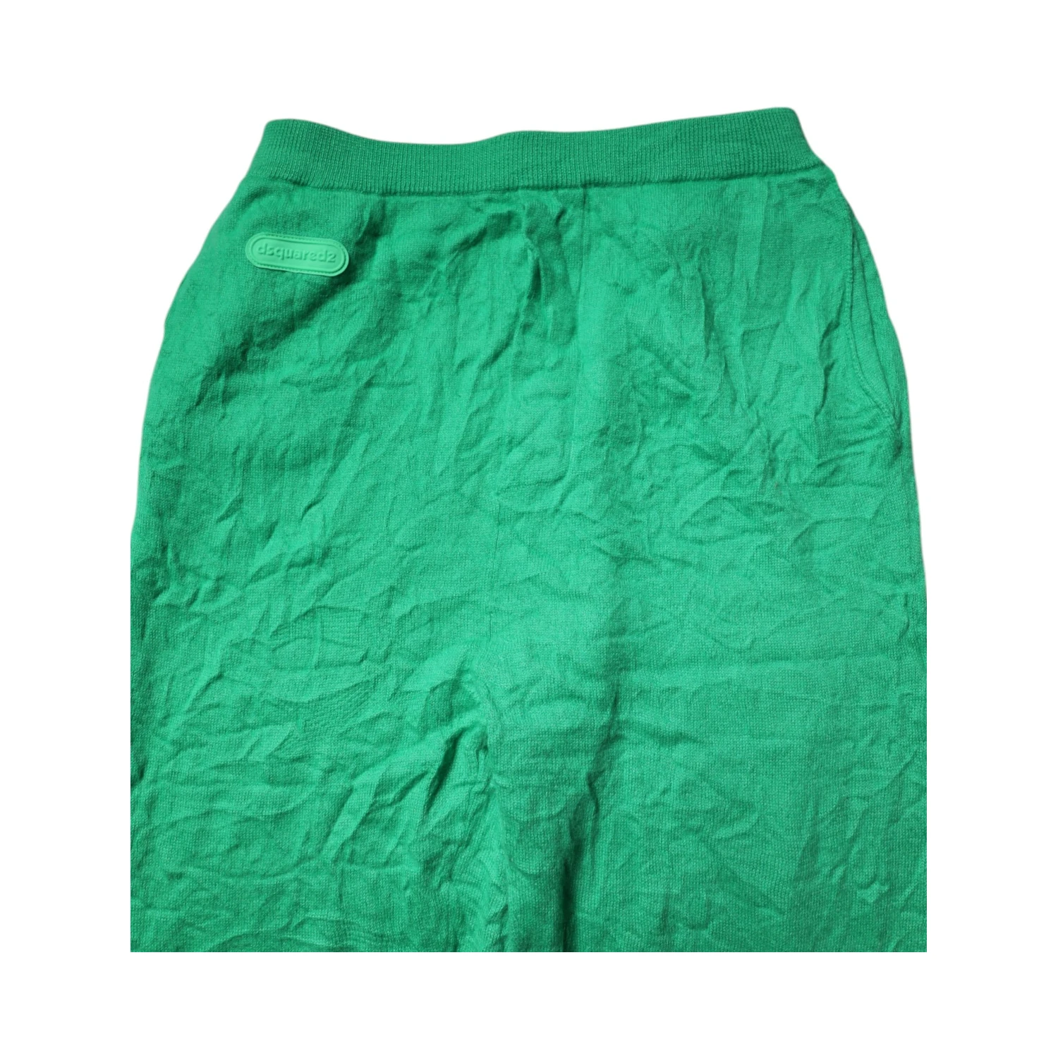 Green Cotton Elastic Waist Men Casual Pants