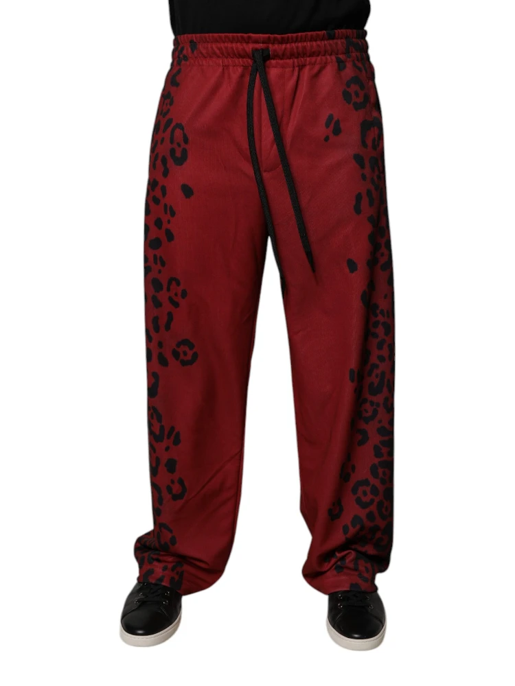 Red Leopard Print Polyester Men Jogger Pants alternative