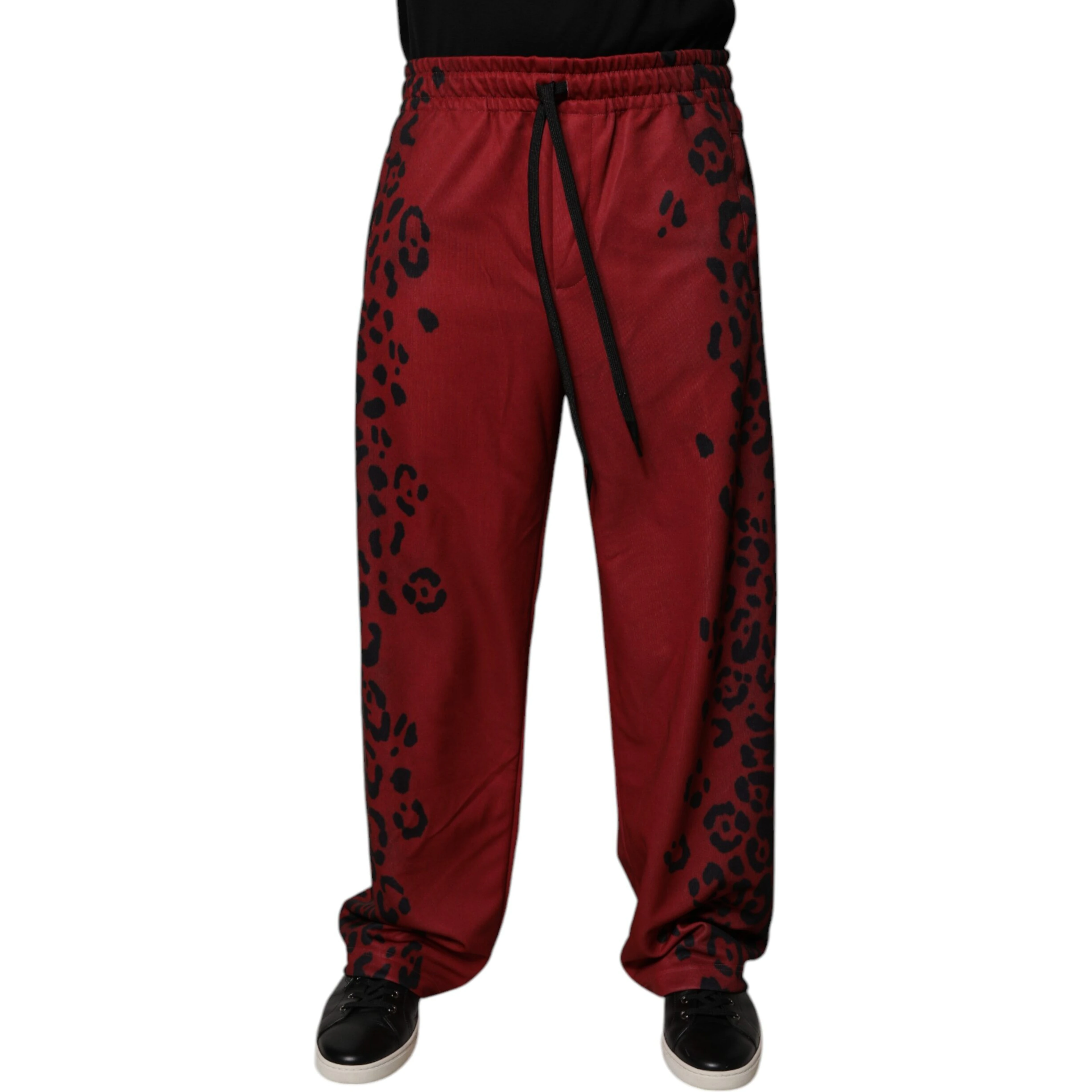 Red Leopard Print Polyester Men Jogger Pants