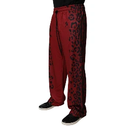 Red Leopard Print Polyester Men Jogger Pants
