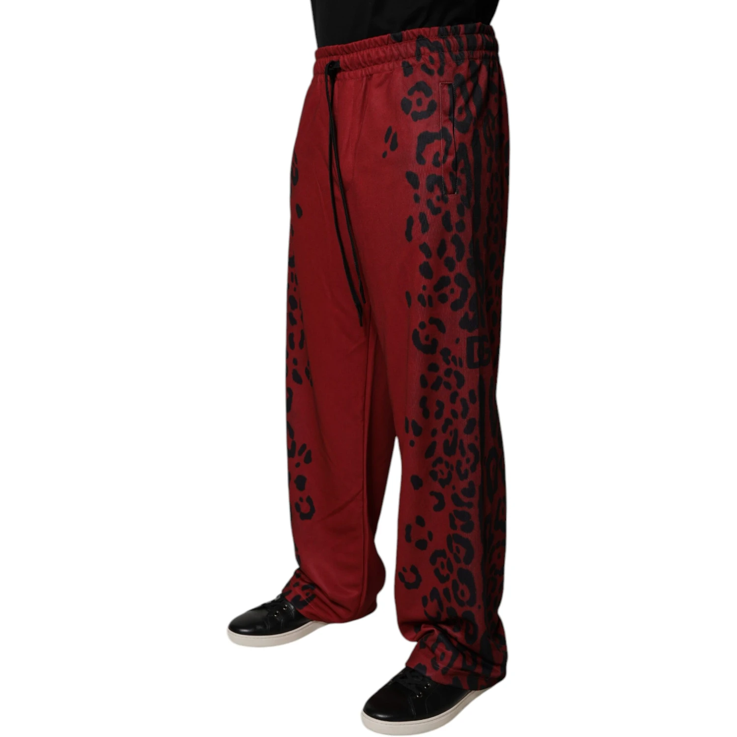 Red Leopard Print Polyester Men Jogger Pants