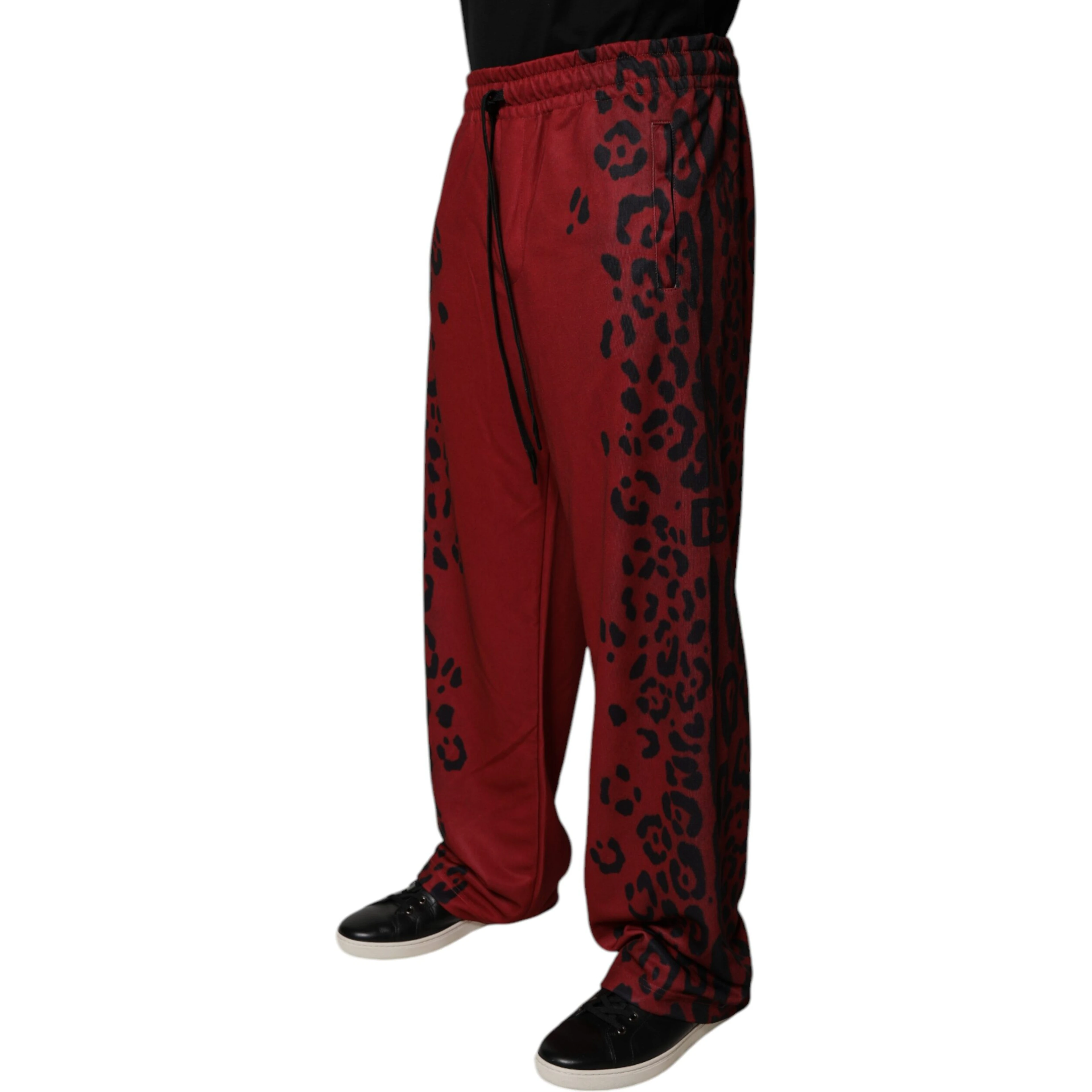 Red Leopard Print Polyester Men Jogger Pants