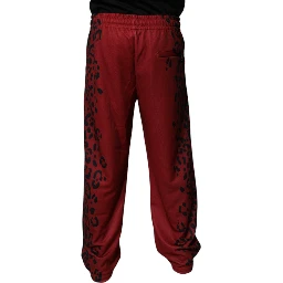 Red Leopard Print Polyester Men Jogger Pants