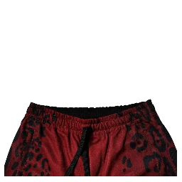 Red Leopard Print Polyester Men Jogger Pants