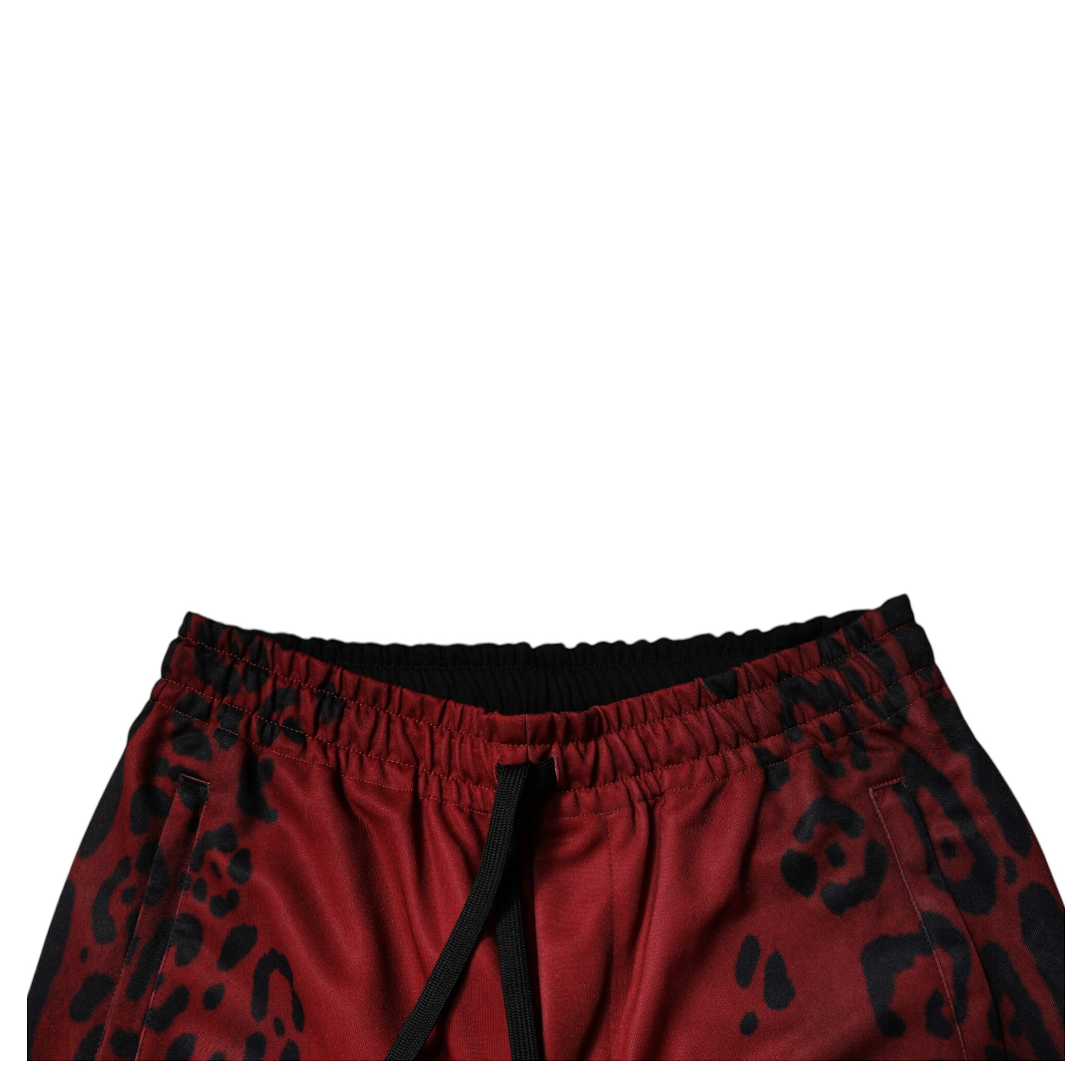 Red Leopard Print Polyester Men Jogger Pants