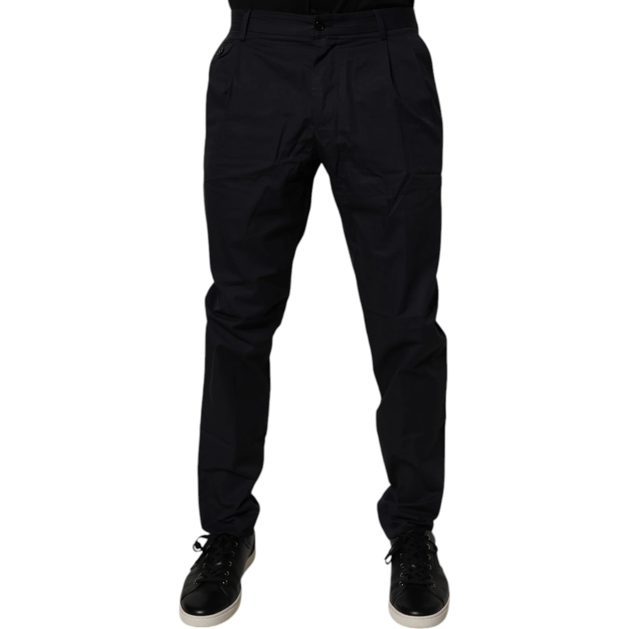 Dark Blue Cotton Tapered Formal Pants