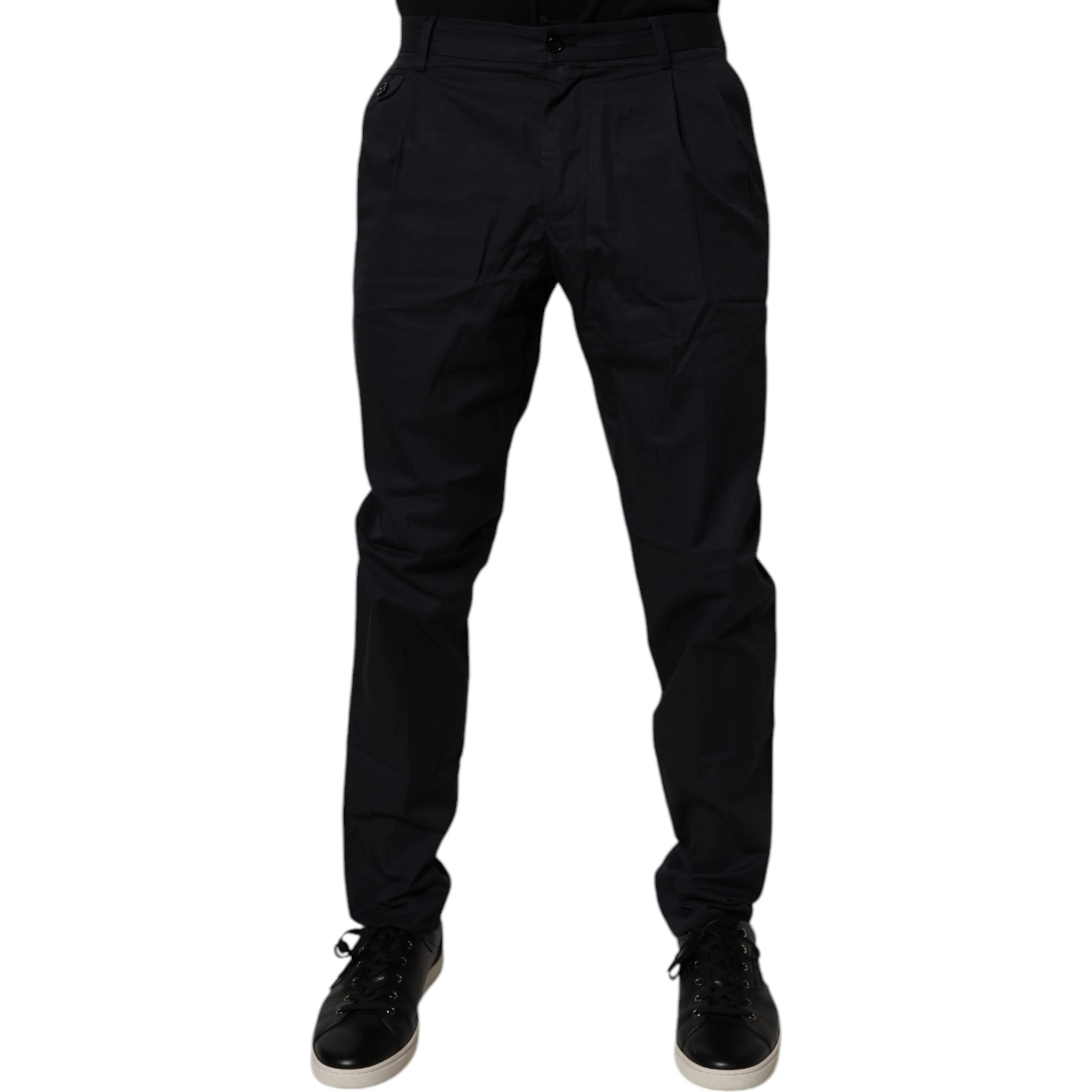 Dark Blue Cotton Tapered Formal Pants