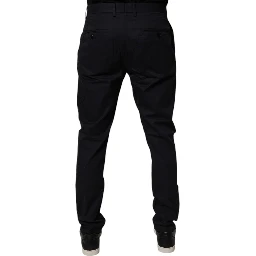 Dark Blue Cotton Tapered Formal Pants
