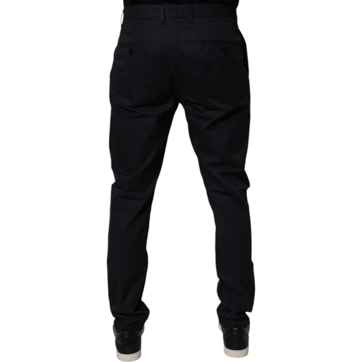 Dark Blue Cotton Tapered Formal Pants