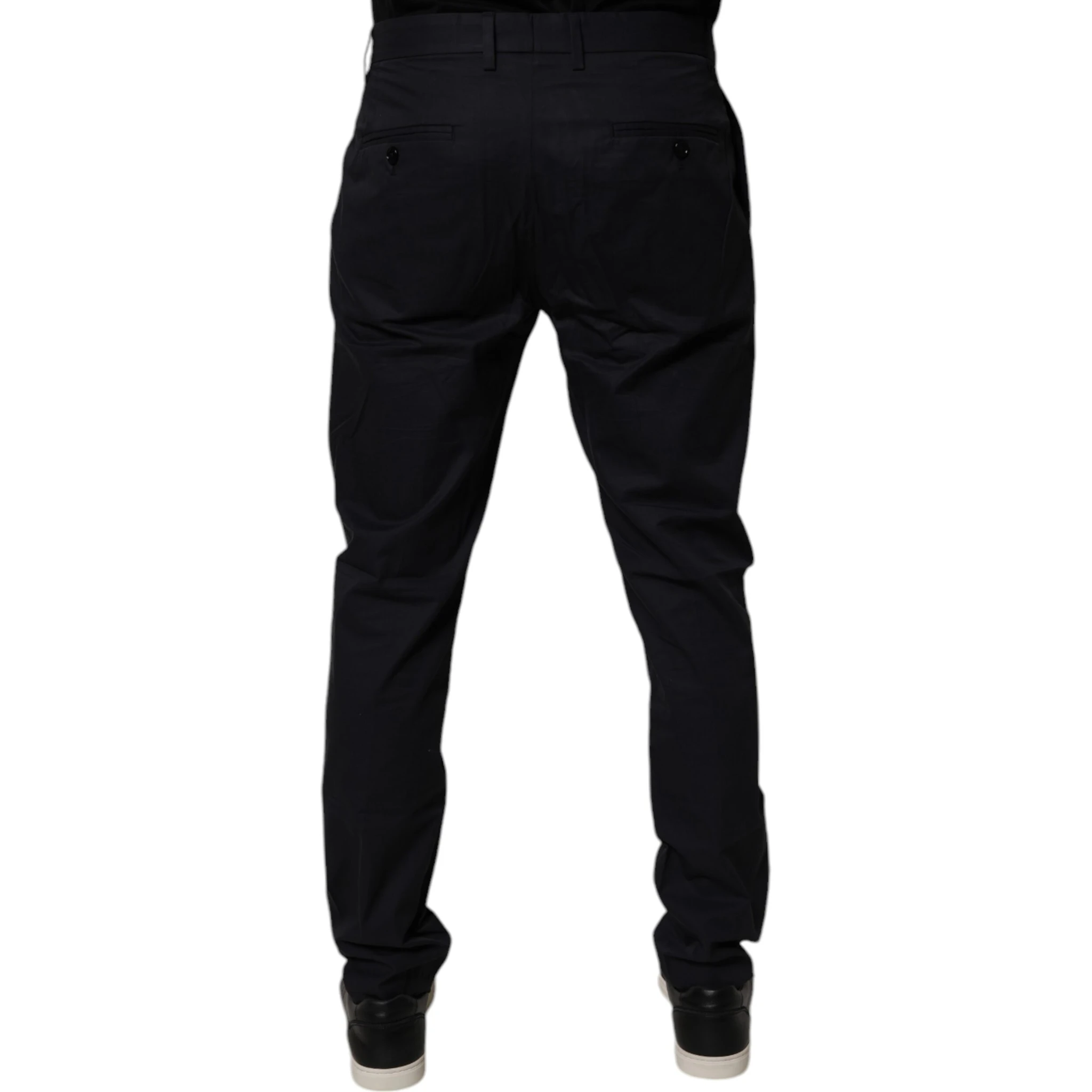 Dark Blue Cotton Tapered Formal Pants
