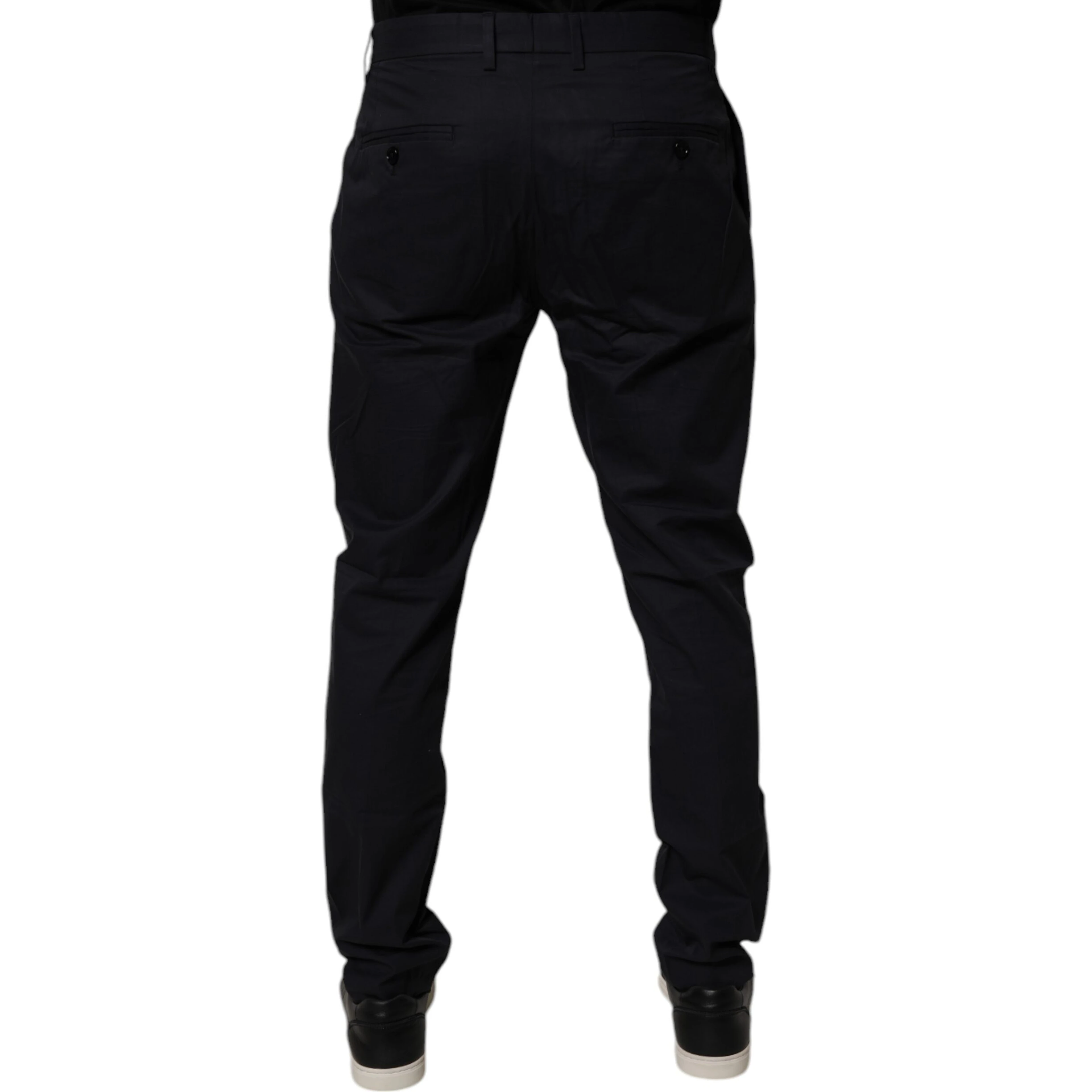Dark Blue Cotton Tapered Formal Pants