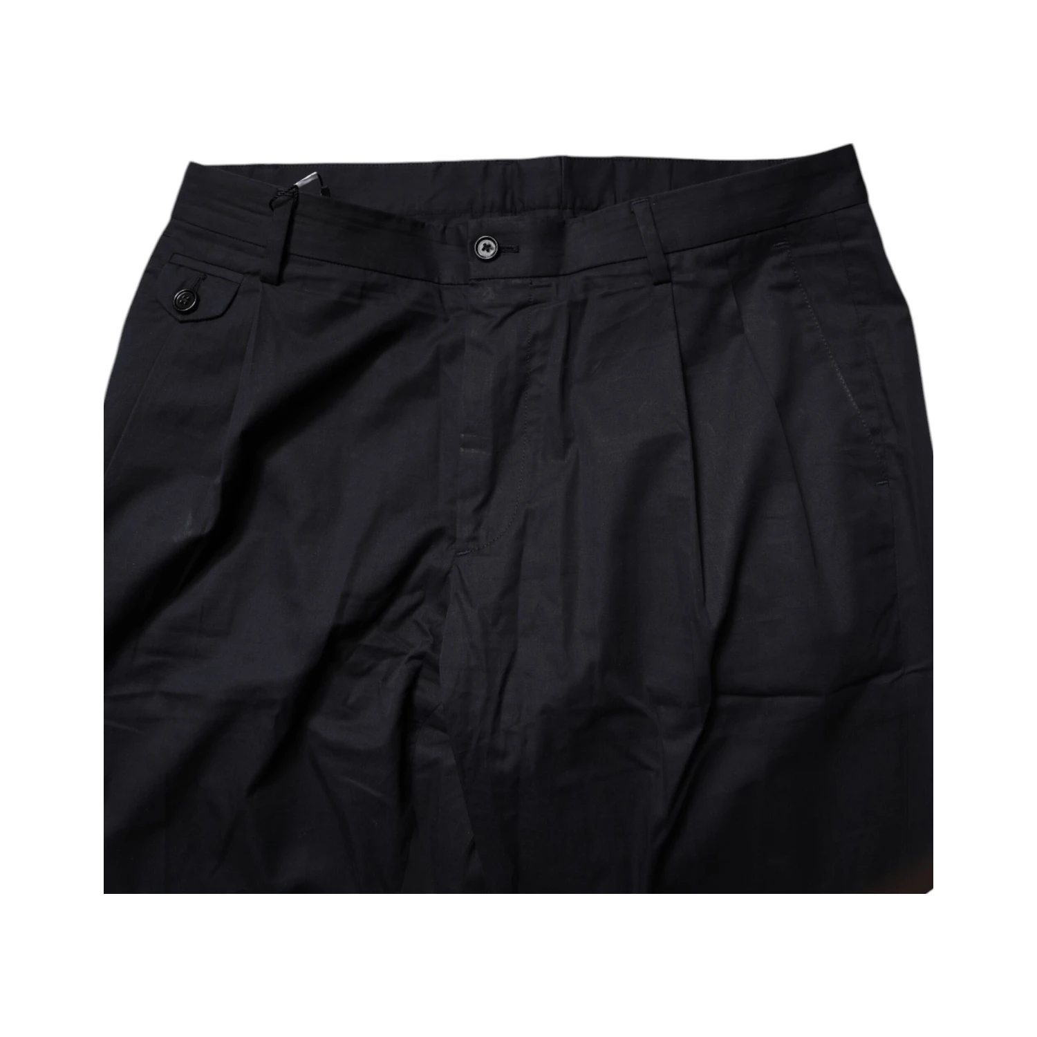 Dark Blue Cotton Tapered Formal Pants
