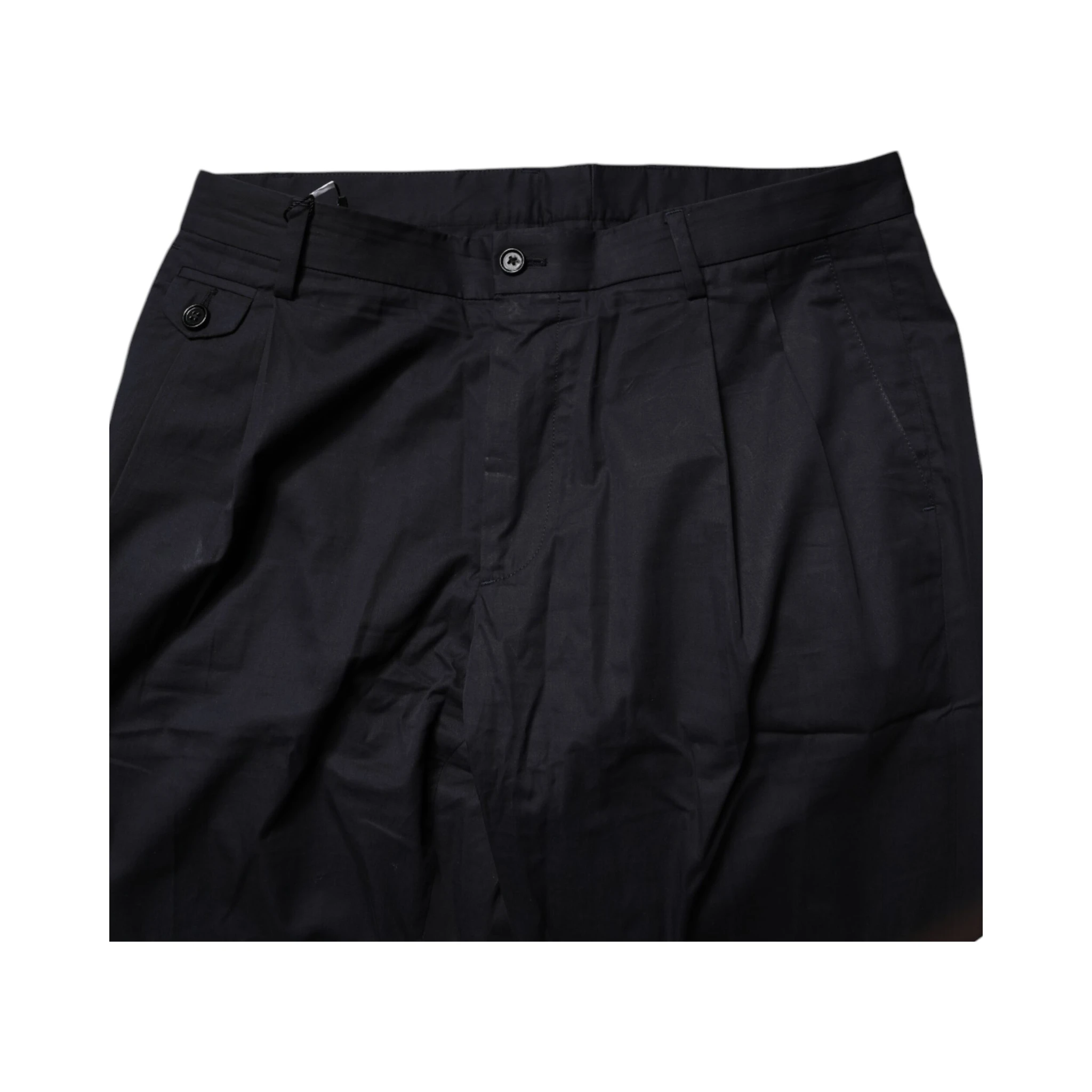 Dark Blue Cotton Tapered Formal Pants