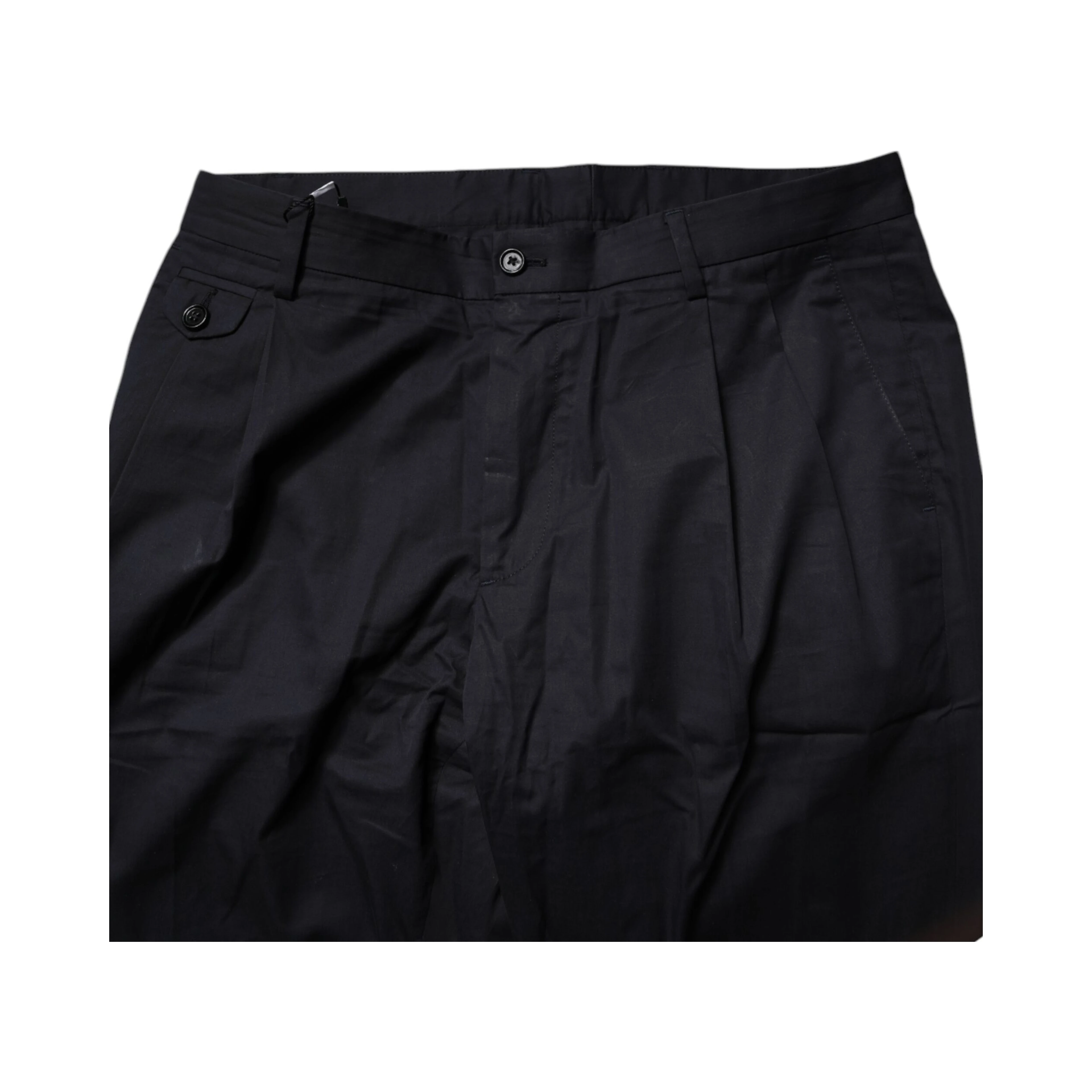 Dark Blue Cotton Tapered Formal Pants