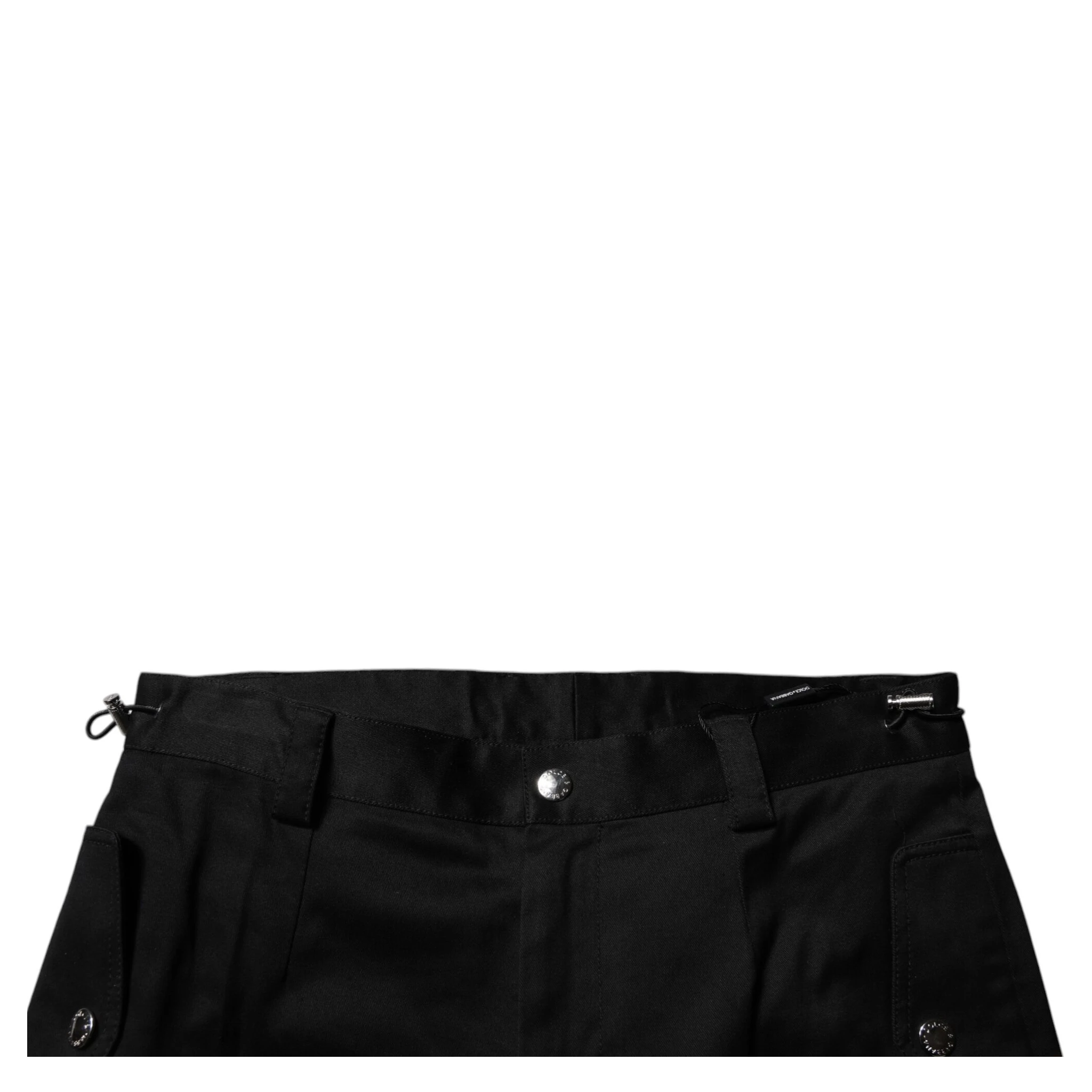 Black Cotton Cargo Tapered Pants