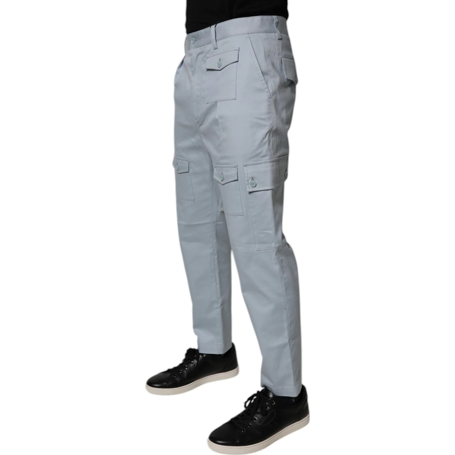Light Blue Cotton Cargo Tapered Pants