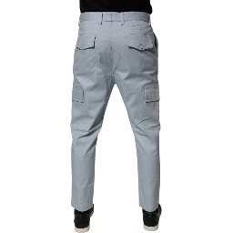 Light Blue Cotton Cargo Tapered Pants