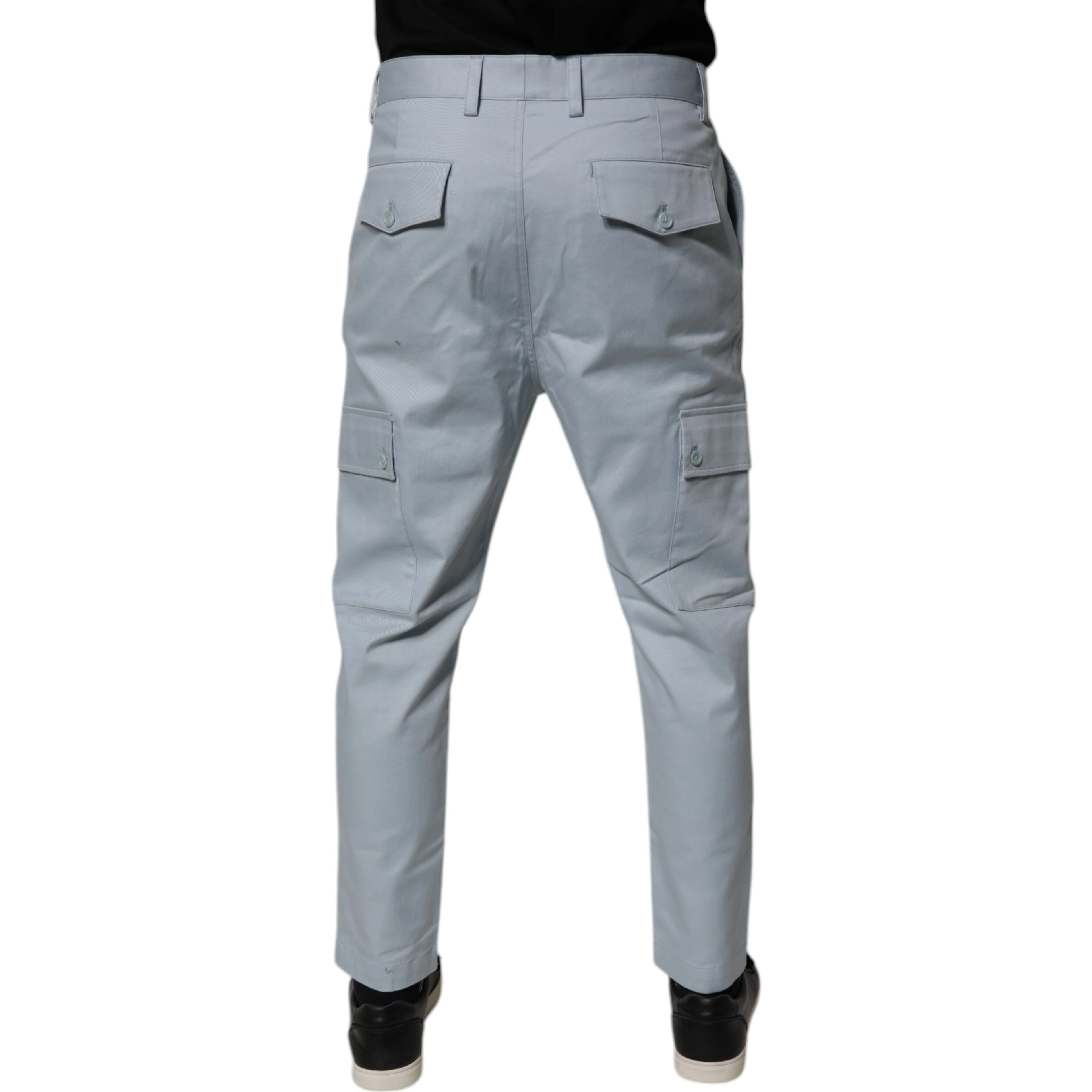 Light Blue Cotton Cargo Tapered Pants