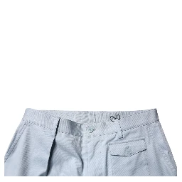 Light Blue Cotton Cargo Tapered Pants