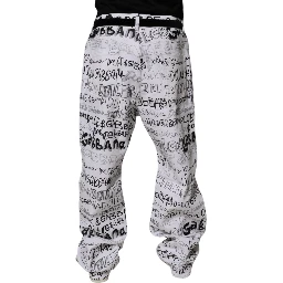 White Logo Print Straight Men Denim Jeans