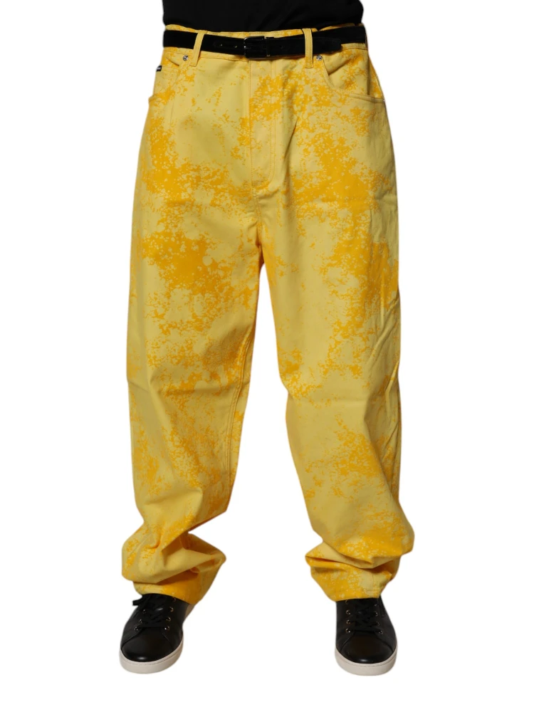 Yellow Tie Dye Cotton Straight Denim Jeans alternative