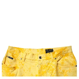 Yellow Tie Dye Cotton Straight Denim Jeans