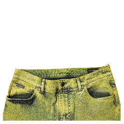 Yellow Cotton Stretch Skinny Men Denim Jeans