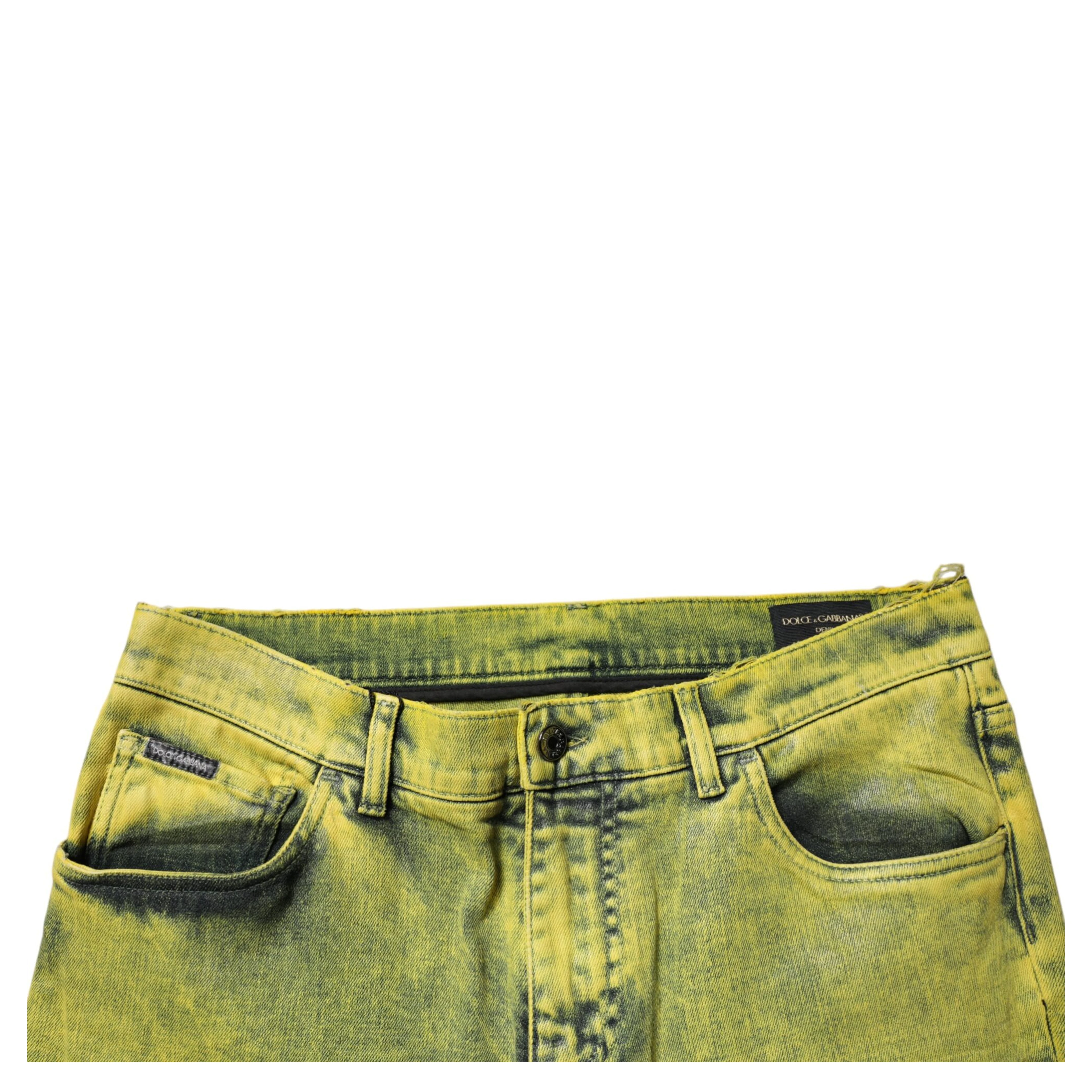 Yellow Cotton Stretch Skinny Men Denim Jeans