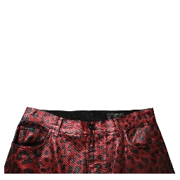 Red Leopard Cotton Straight Men Denim Jeans