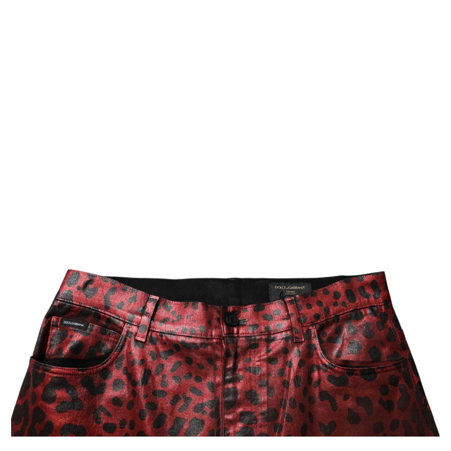 Red Leopard Cotton Straight Men Denim Jeans