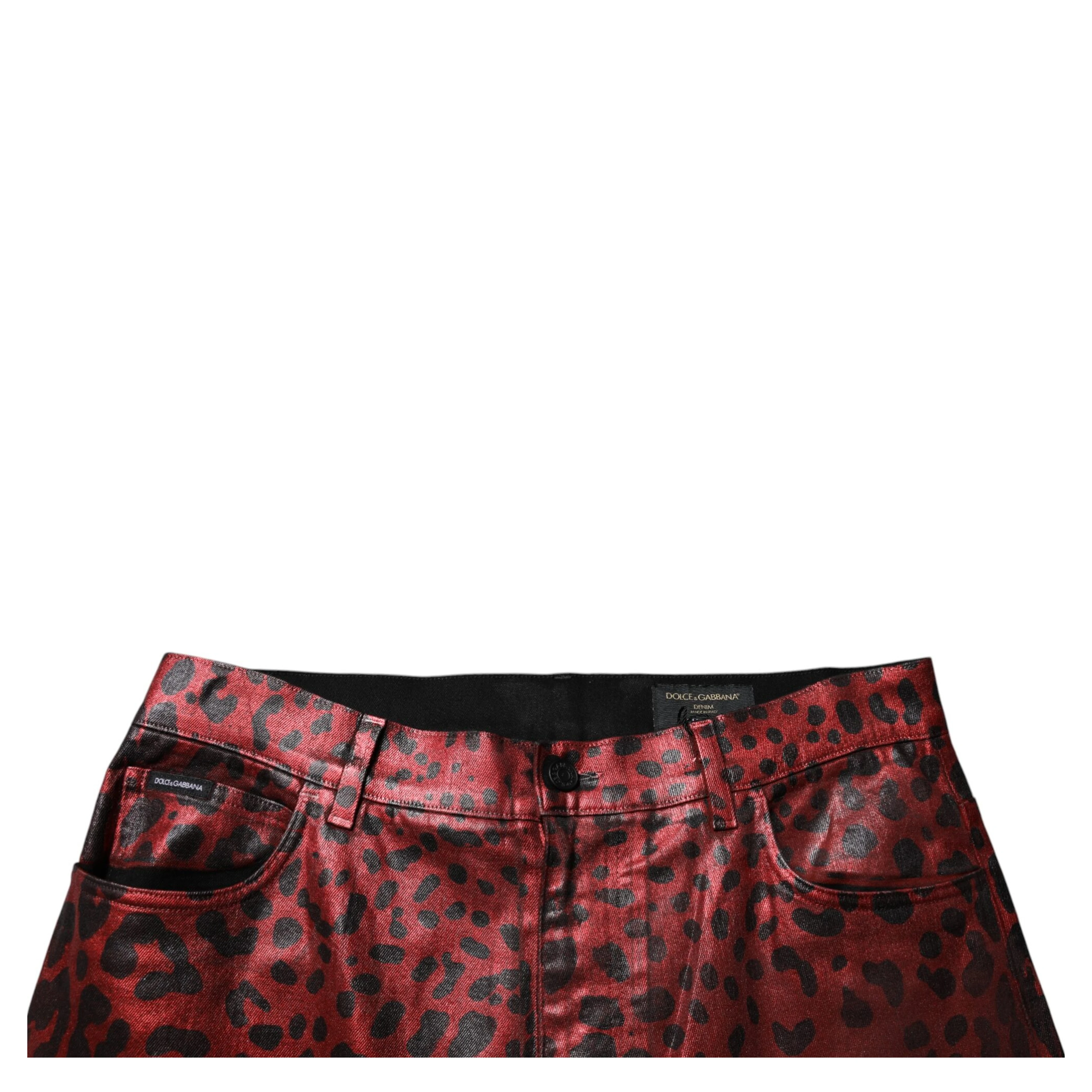 Red Leopard Cotton Straight Men Denim Jeans