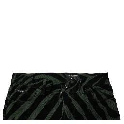 Black Green Stripes Cotton Skinny Denim Jeans